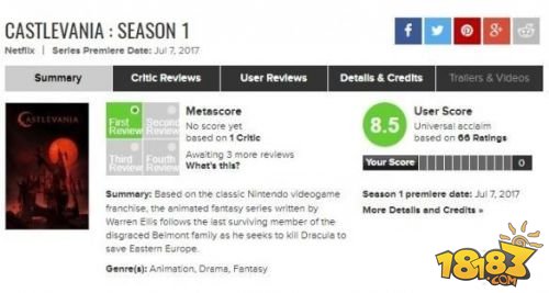 《恶魔城》动画第一季获IGN评分8.1 制作水准令人满意