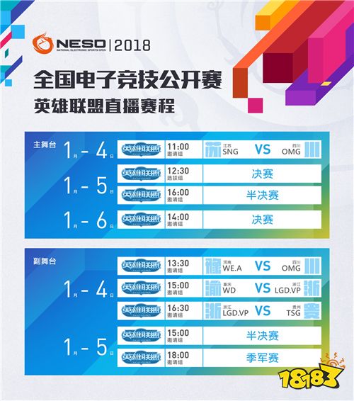 NESO2018直播赛程公布 五大平台五路直播全方位观赛