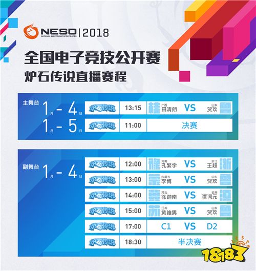 NESO2018直播赛程公布 五大平台五路直播全方位观赛