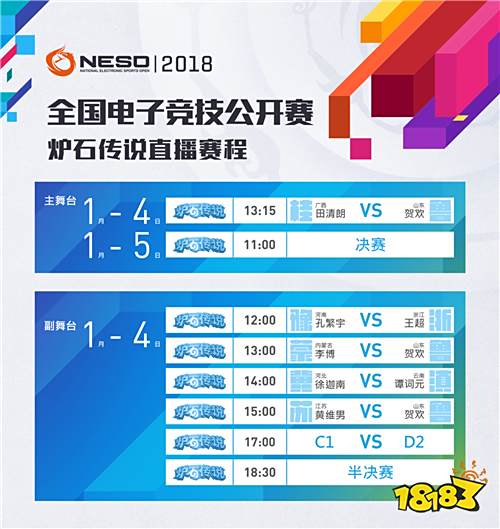 NESO2018直播赛程公布 五大平台五路直播全方位观赛