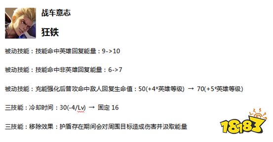 王者榮耀體驗服改動