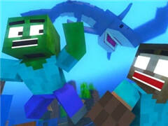 我的世界动画：潜水鲨鱼攻击挑战-怪物学院