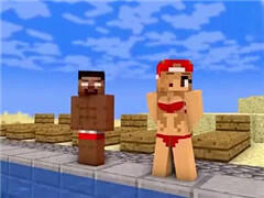 我的世界：小僵和骷髅小白游泳挑战赛！