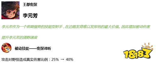 李元芳调整分析:打野能力加强 但不一定回归野区