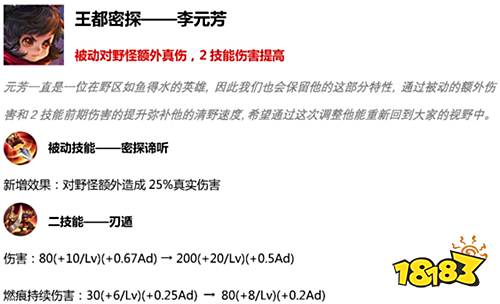 李元芳调整分析：打野能力加强 但不一定回归野区 