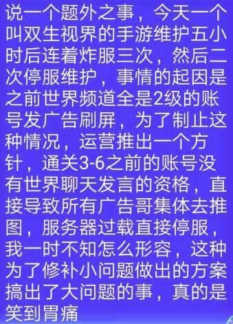 双生视界广告哥 双生视界维护原因为什么维护这么久