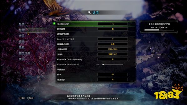 怪物猎人世界冰原画面卡顿 DirectX12开关问题分析