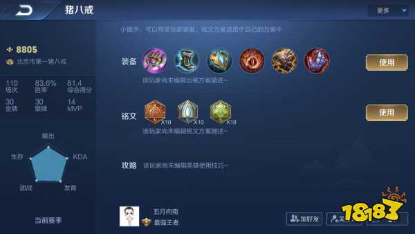 王者荣耀国服猪八戒铭文出装