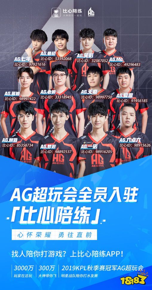 KPL冠军AG超玩会全员入驻比心陪练 比心的“冠军陪练体系”再添成员