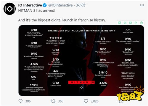 《杀手3》开局销量强劲创造该系列数字版销售纪录
