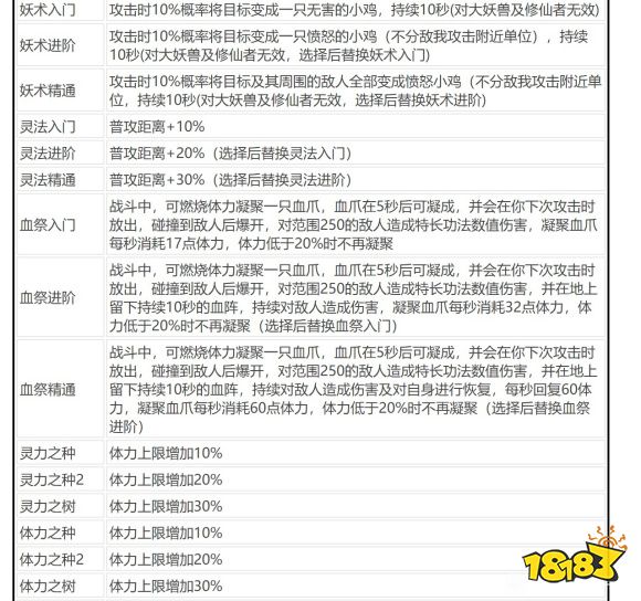 鬼谷八荒逆天改命大全 各派逆天改命選擇