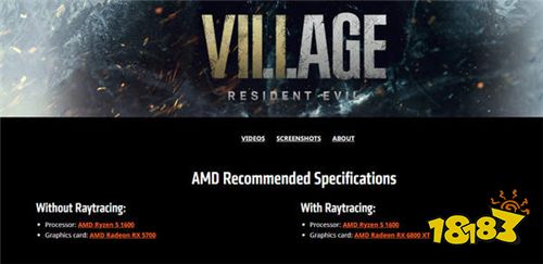 AMD曝光《生化8》PC光追配置需求 推荐6800XT显卡