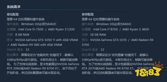 生化危机8》PC配置公布最低配置i5+1050Ti_18183.com