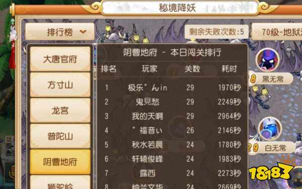 地府排行_梦幻西游:18门派速度排名,第一名198关,五神木队再次包揽前三(2)