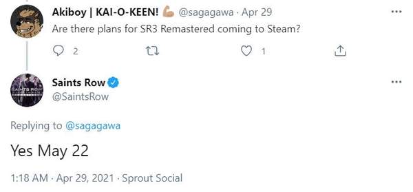 《黑道圣徒3：重制版》Epic独占结束5月底登陆Steam