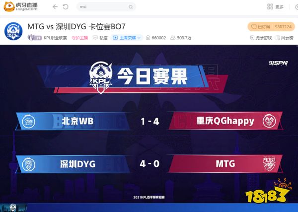 虎牙KPL：Fly绝活司空震旗开得胜，重庆QGhappy大胜北京WB重回A组