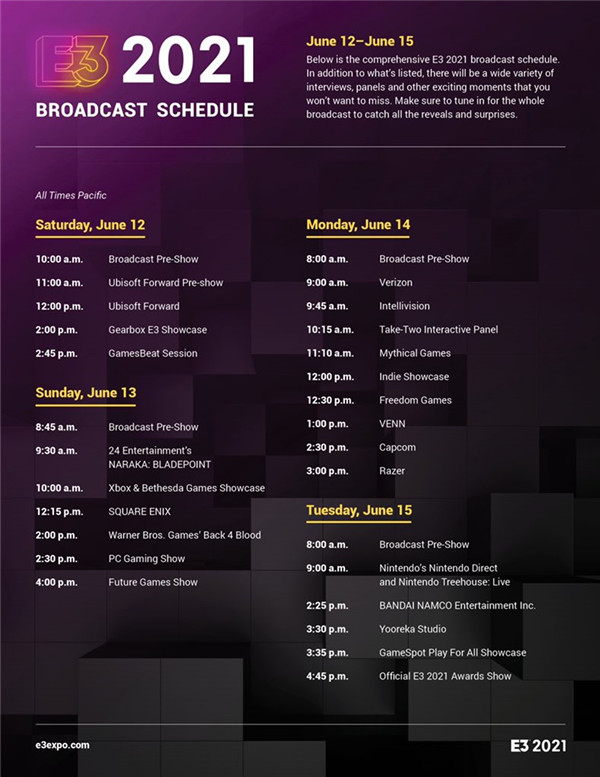 E3 2021发表会汇总：6月11日凌晨2点开始