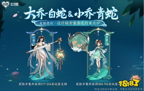 王者荣耀大小乔票选结果如何 青白蛇设计稿方案一览