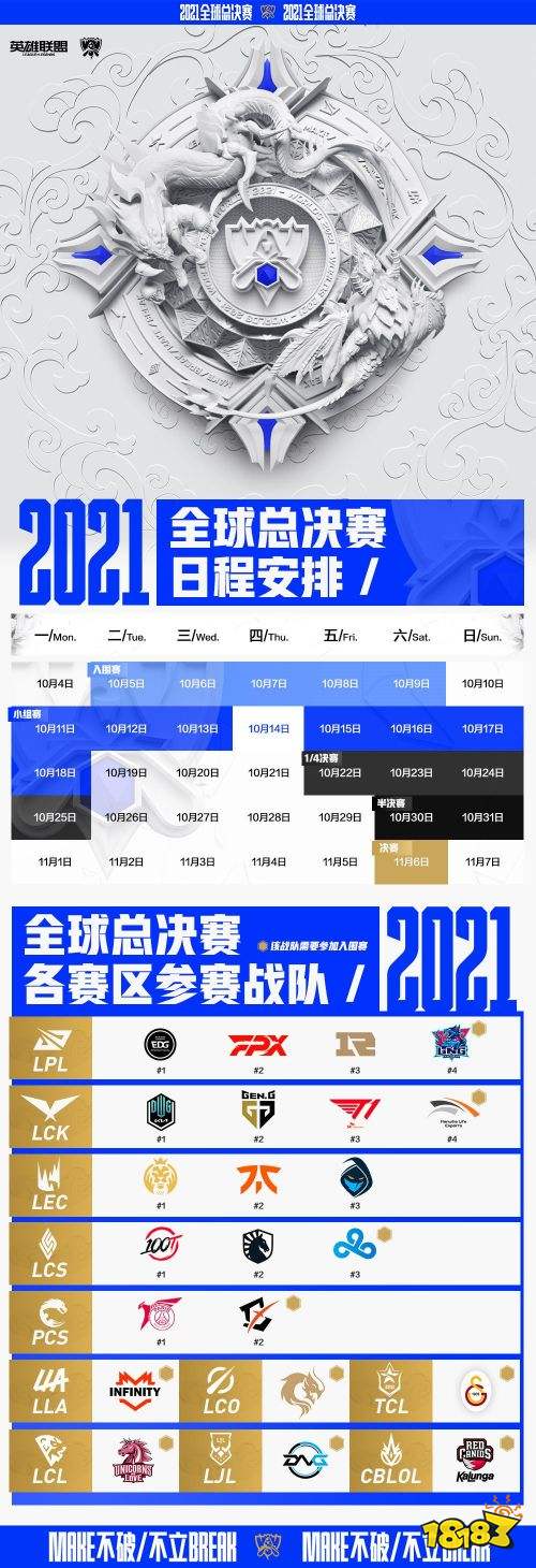 英雄联盟S11全球总决赛赛程公布！将于10月5日开赛