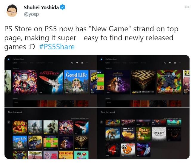 PS5商店首页新增“新游戏”页面 查看新作更快捷