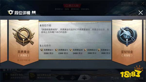 和平精英最新段位所需分数一览 和平精英段位分数表