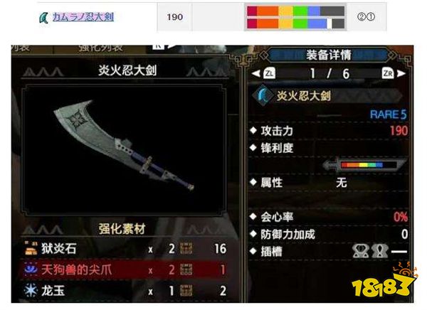 怪物猎人崛起大剑衍生图 迅龙大剑材料属性一览