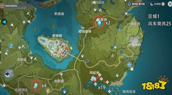 原神風車菊分布圖一覽 風車菊采集路線推薦