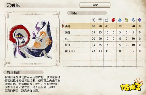 怪物猎人崛起妃蜘蛛弱点介绍 妃蜘蛛肉质及属性一览