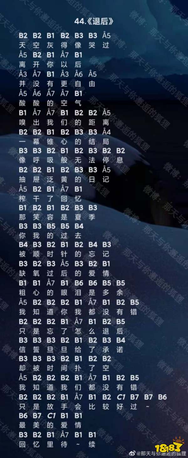 光遇退后乐谱一览 周杰伦退后谱子完整版