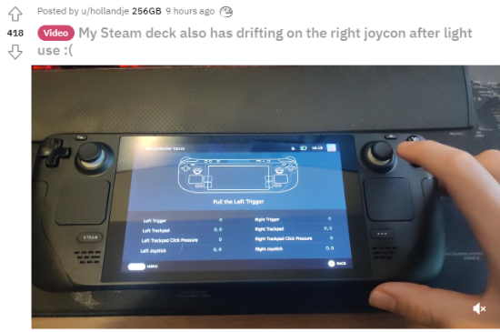 Steam Deck出现摇杆漂移问题 陆续有玩家反应中招