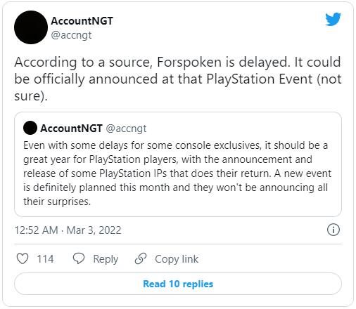 网曝索尼3月将有发布会 SE新作《Forspoken》或延期