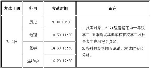 2022甘肃夏季学业水平考试时间及考试科目安排一览表