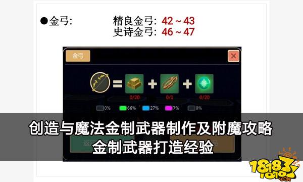 创造与魔法金制武器制作及附魔攻略 金制武器打造方法