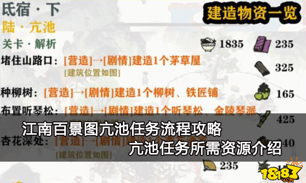 江南百景图亢池任务流程攻略 亢池任务所需资源介绍