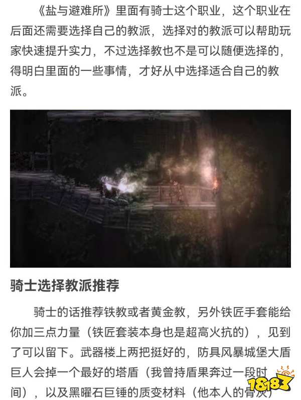 盐与避难所圣骑士入什么教 盐与避难所圣骑士的教会