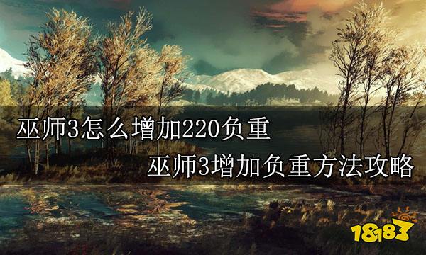 巫师3怎么增加220负重 巫师3增加负重方法攻略