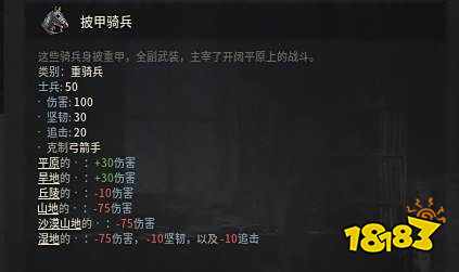 十字军之王3披甲骑兵有哪些特性 披甲骑兵特性介绍