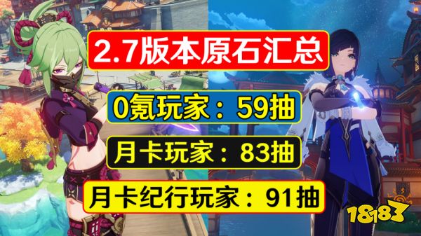 原神2.7能得多少原石 2.7版本原石汇总