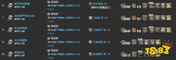 ff14鑄甲匠職業(yè)任務(wù)需要物品一覽 鑄甲匠全22個(gè)職業(yè)任務(wù)道具列表