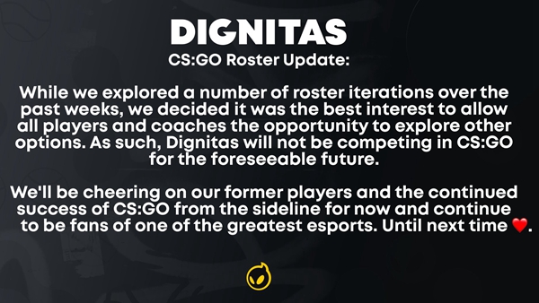 CSGO战队大眼Dignitas解散 Dignitas解散CSGO分部