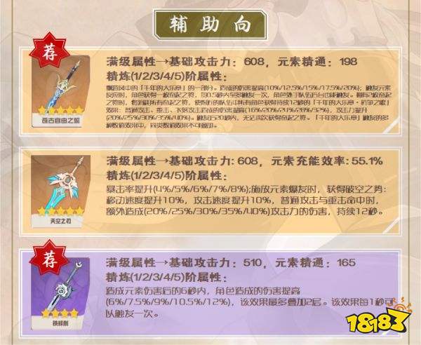 原神万叶武器推荐 万叶用什么武器好