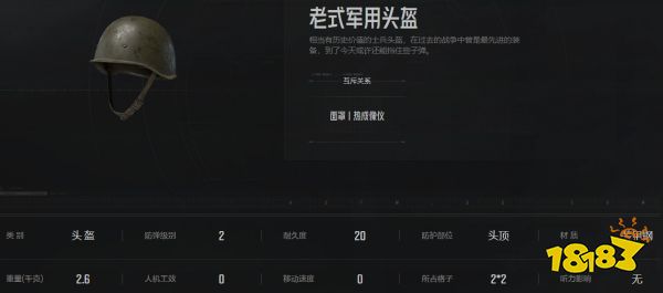 暗區(qū)突圍老式軍用頭盔怎么樣 老式軍用頭盔屬性介紹