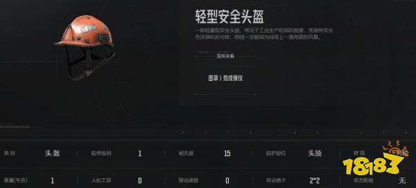 暗區突圍輕型安全頭盔怎么樣 輕型安全頭盔屬性介紹