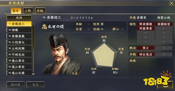 信長之野望新生齋藤道三厲害嗎 齋藤道三武將數據分享