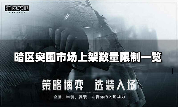 暗区突围市场上架数量最多多少