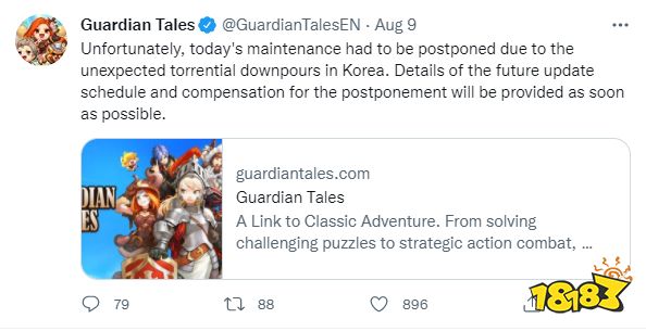 坎公韩服和国际服被淹导致更新延迟，玩家滑稽：都是哈娜的错