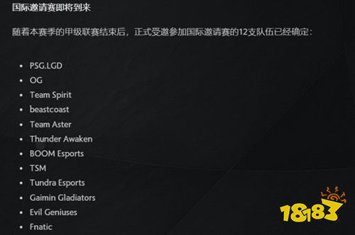 Ti11直邀隊伍名單 Ti11直邀隊伍一覽