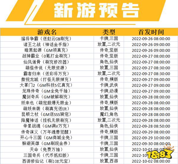 一周新游预告(9.26~10.2):多款休闲放置手游来袭