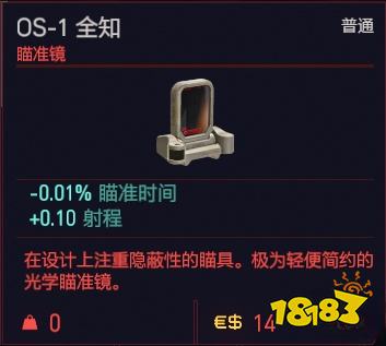 賽博朋克2077瞄準鏡有哪些 全瞄準鏡詳情一覽