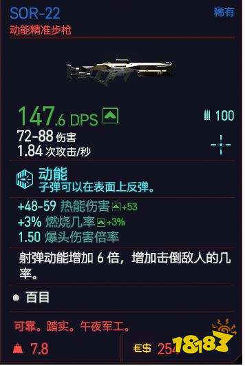 賽博朋克2077動能精準步槍有哪些 全動能精準步槍詳情一覽